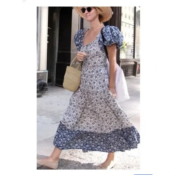 DOEN SIMONETTA DRESS SIZE MEDIUM ORGANIC COTTON Cottagecore Meadow Maxi - Picture 3 of 15